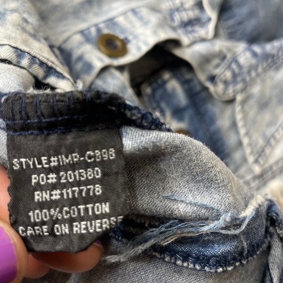 Love Stitch Light Acid Wash Distressed Denim Vest Y2K 90's Sz S - Picture 7 of 8